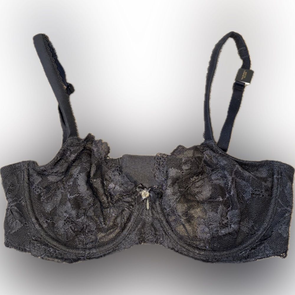 Victoria's Secret 34D Black Nylon Intimate Lace Bra